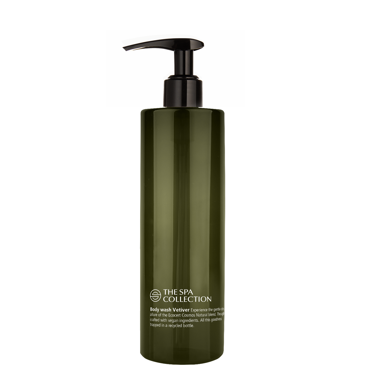 Body wash in 400ml recycled bottle | The Spa Collection Vetiver | Ecocert Cosmos Natural | Green Key approved