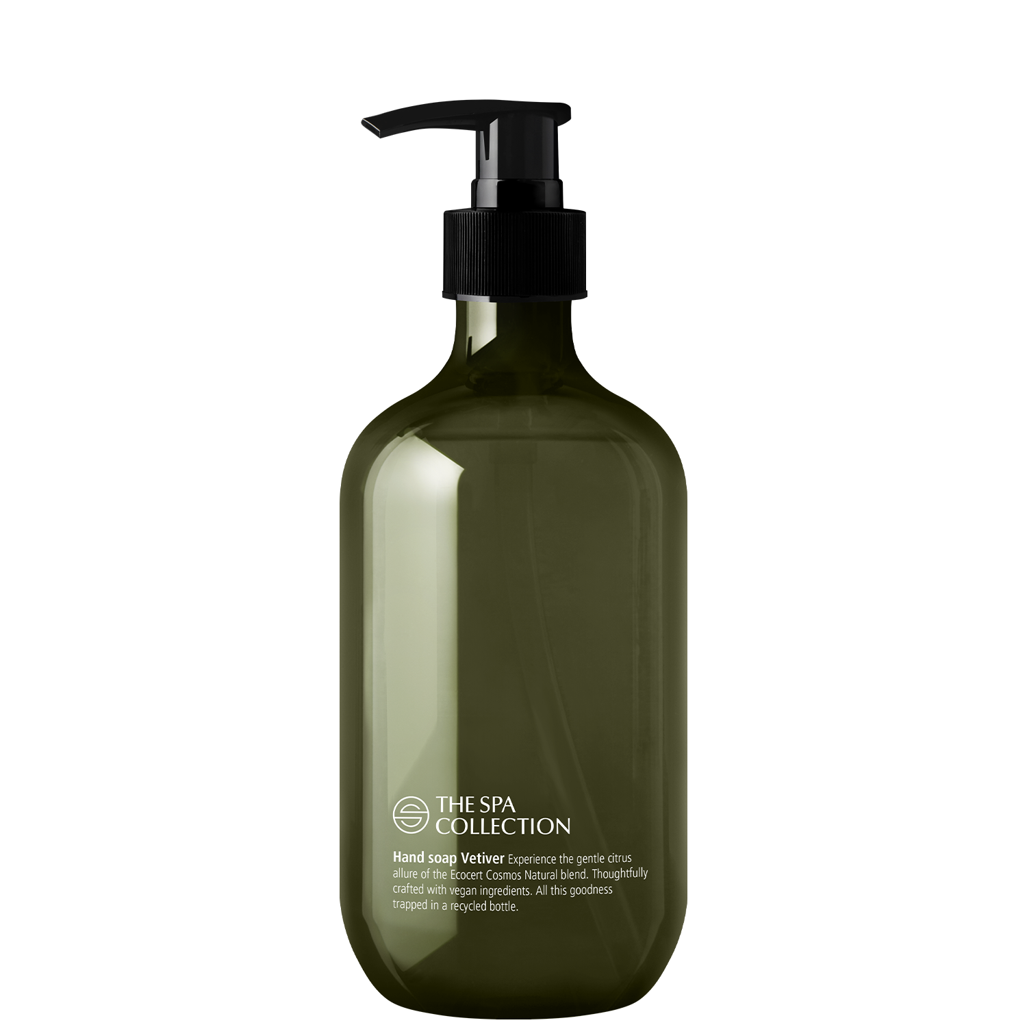 Hand soap in 475ml recycled bottle | The Spa Collection Vetiver | Ecocert Cosmos Natural | Green Key approved