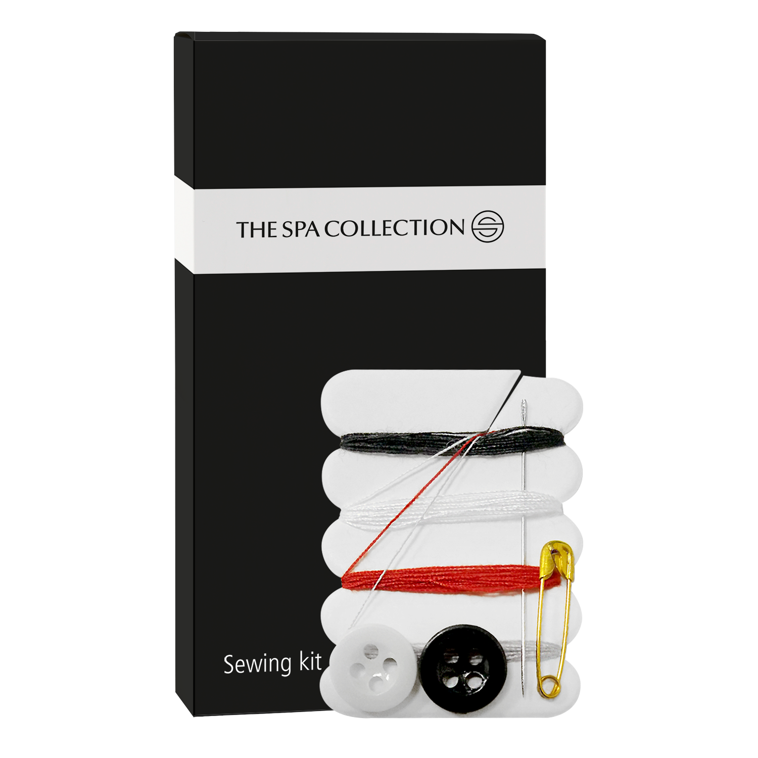 Sewing kit in black paper box - The Spa Collection (Box of 500 pieces)
