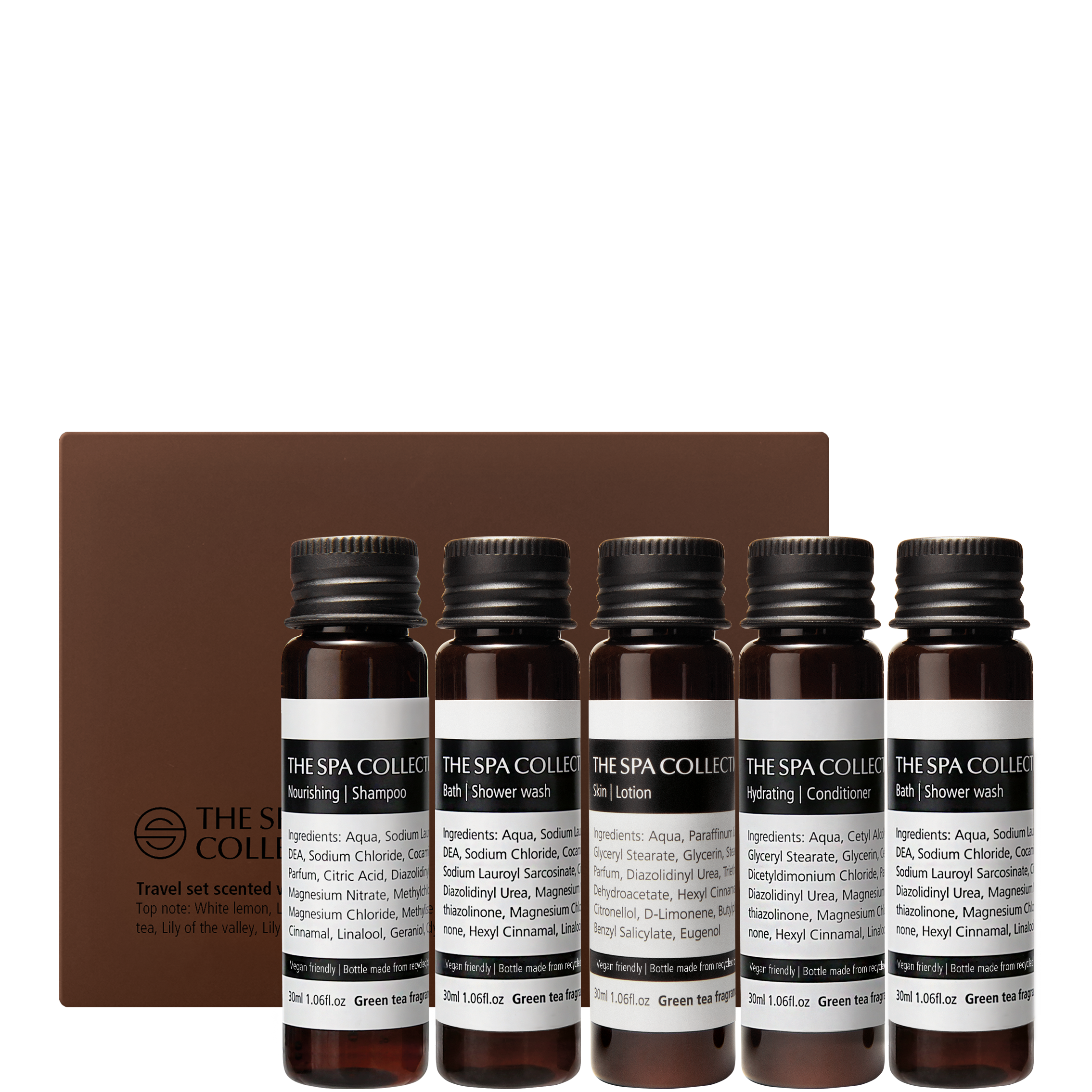 Travel set - 5x 30ml recycled PET - The Spa Collection Green Tea